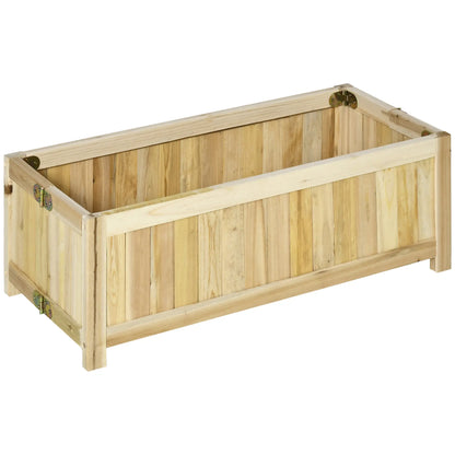 Foldable Elevated Planter Box, Wooden Raised Garden Bed, 27.5 x 11.75, Natural Wooden Planter Boxes Natural at Gallery Canada