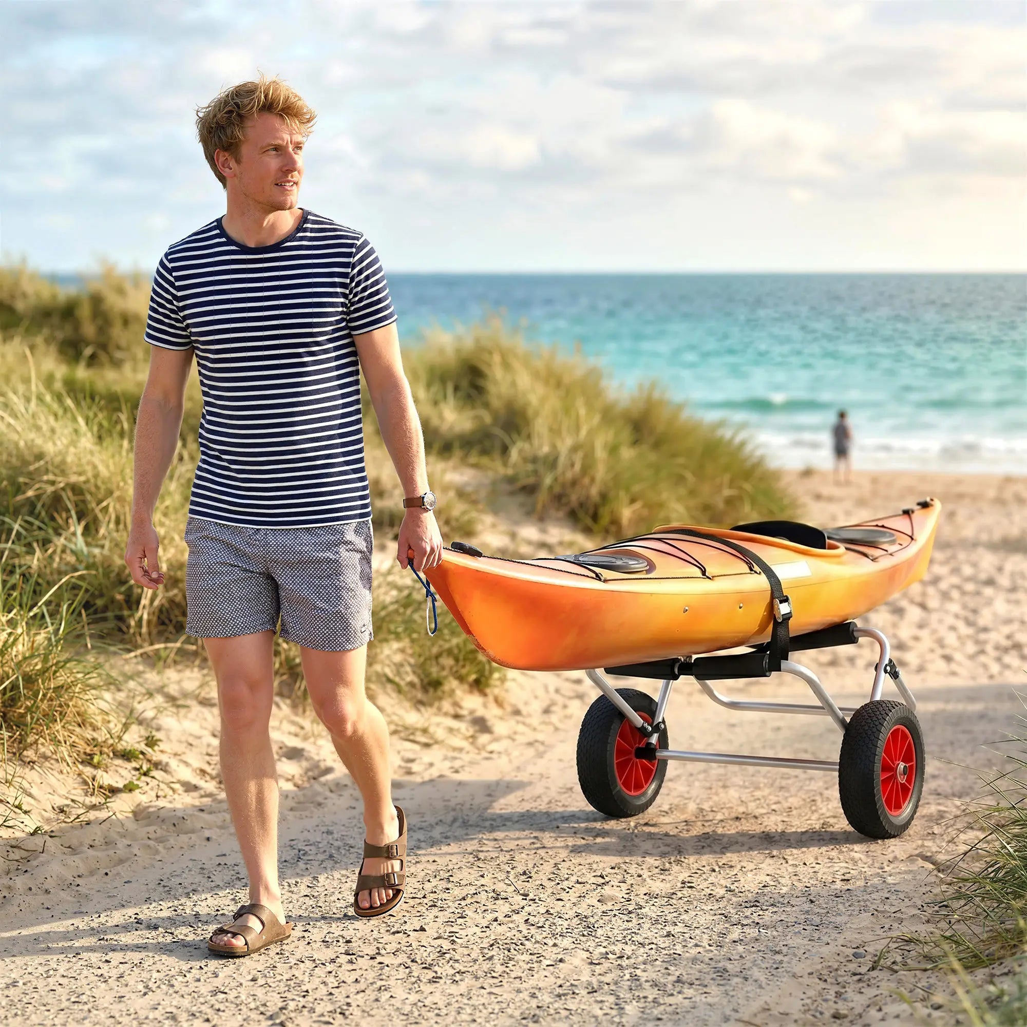 Foldable Kayak Cart, 198LBS Canoe Trolley, 10