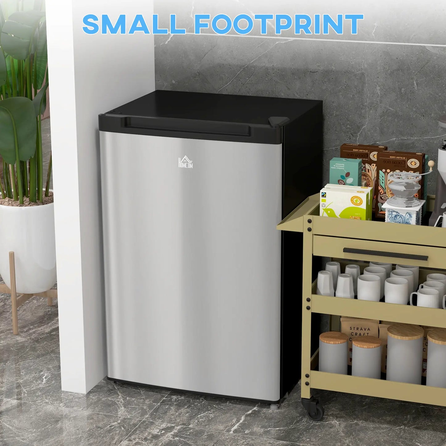 Upright Freezer, 3 Cu.Ft Mini Freezer with Reversible Single Door, Adjustable Thermostat for Home, Dorm, Silver Small Kitchen Appliances at Gallery Canada