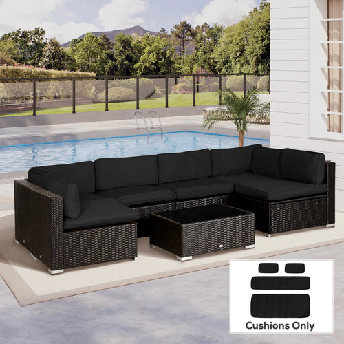 14pc Patio Rattan Sofa Set, Polyester Cover Replacement, Black