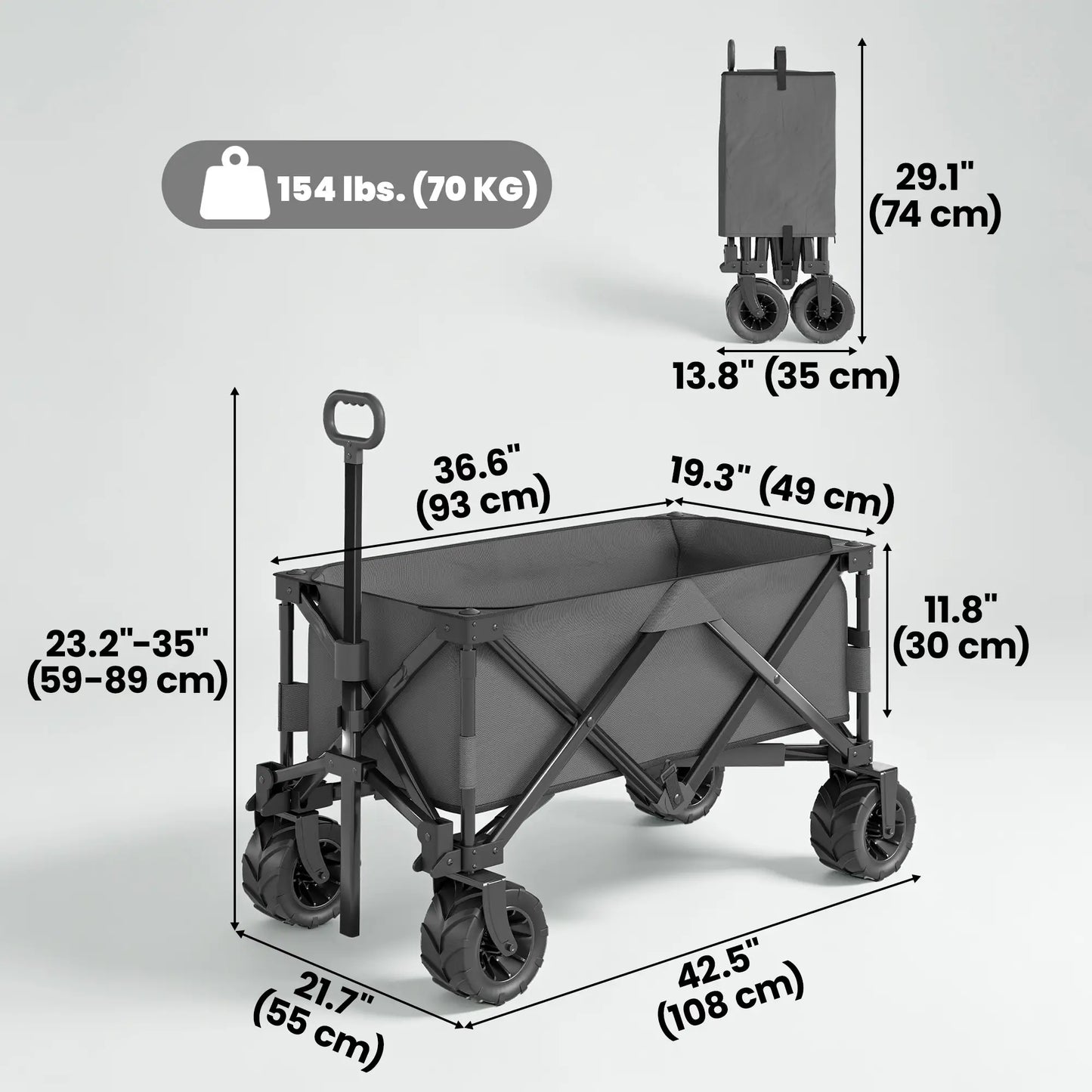 Folding Camping Trailer, Outdoor Pull Along, Anti-Slip Wheel, Dark Grey Bike Cargo Trailers at Gallery Canada