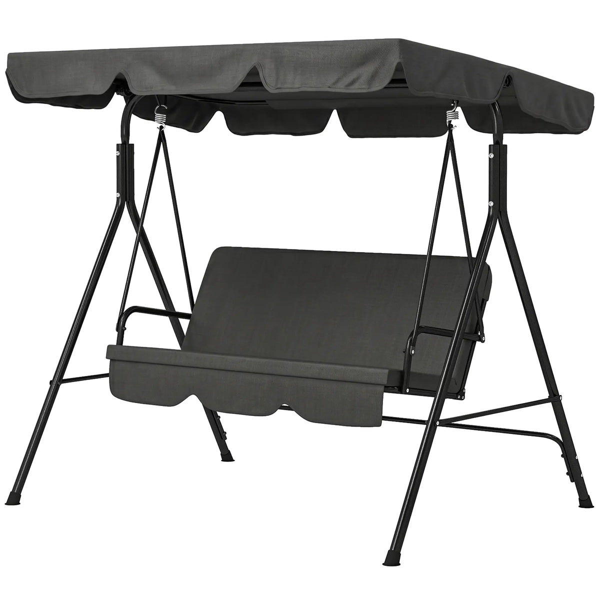 3-Seater Outdoor Porch Swing With Canopy, Black Patio Swings with Stand Black at Gallery Canada