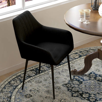 Dining Chairs Set of 2, Upholstered Linen Fabric, Metal Legs, Black Dining Chairs at Gallery Canada