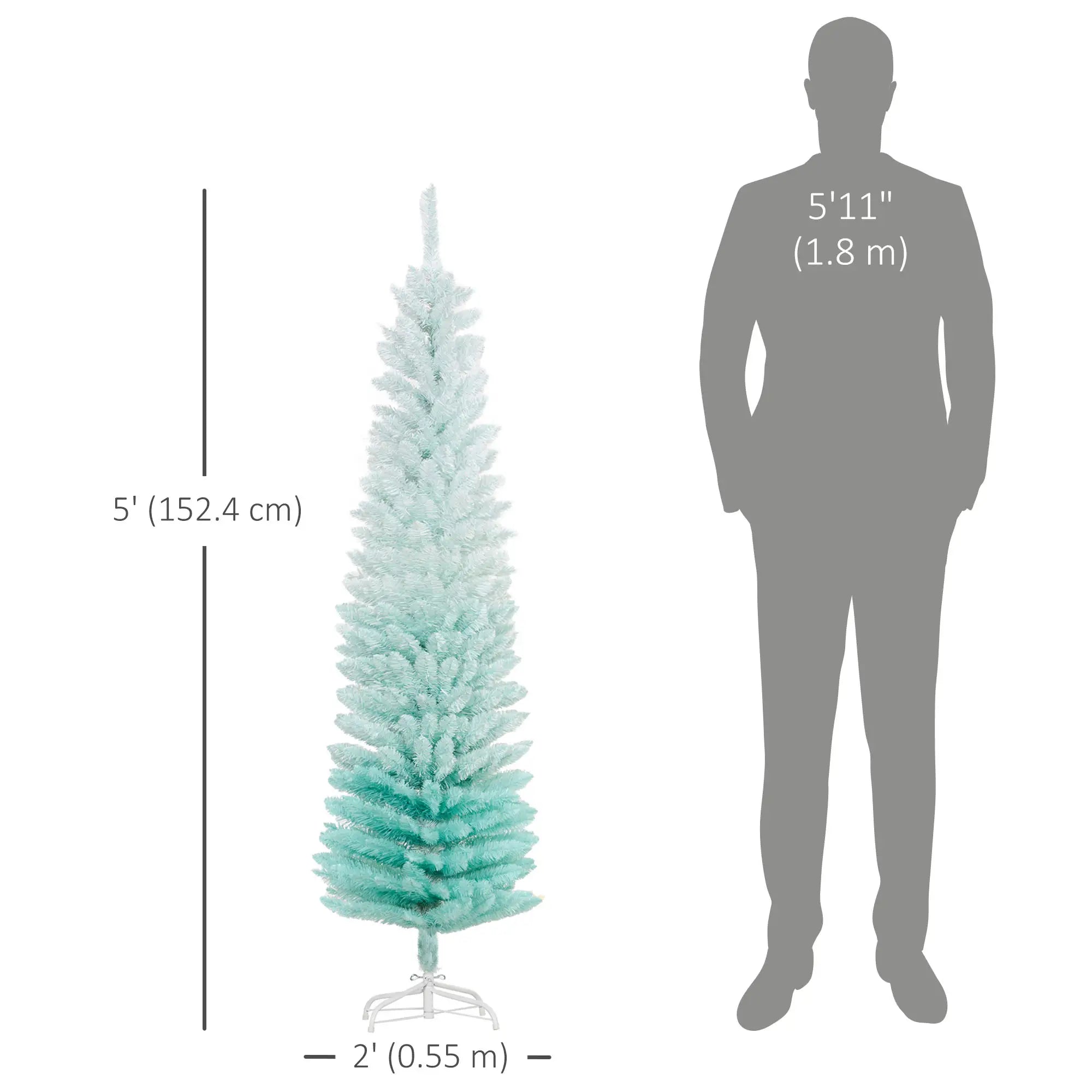 5ft Pencil Christmas Tree, Skinny Artificial, Gradient, Blue Pencil Christmas Trees at Gallery Canada