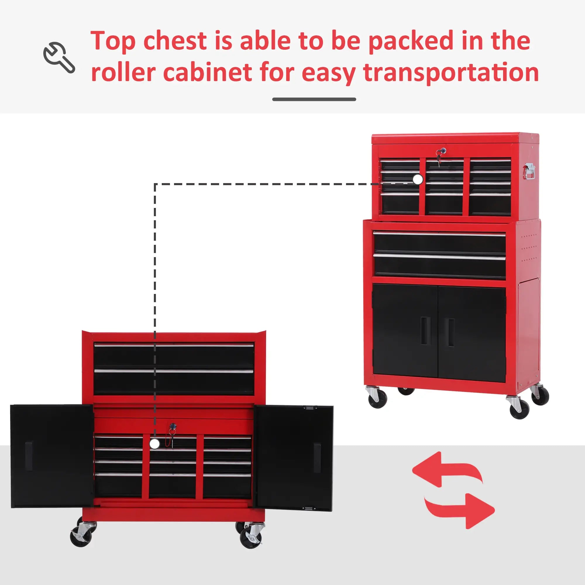 Rolling Tool Chest, 6-Drawer Storage Cabinet, Detachable Organizer, Lockable Toolbox Tool Organizers at Gallery Canada