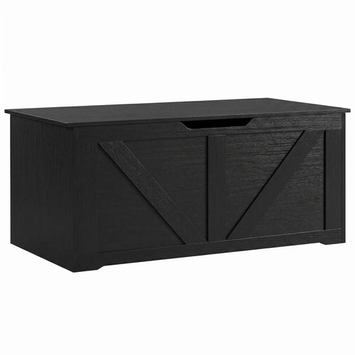 39.4 In Storage Chest With 2 Safety Hinges, White Wood Grain, White