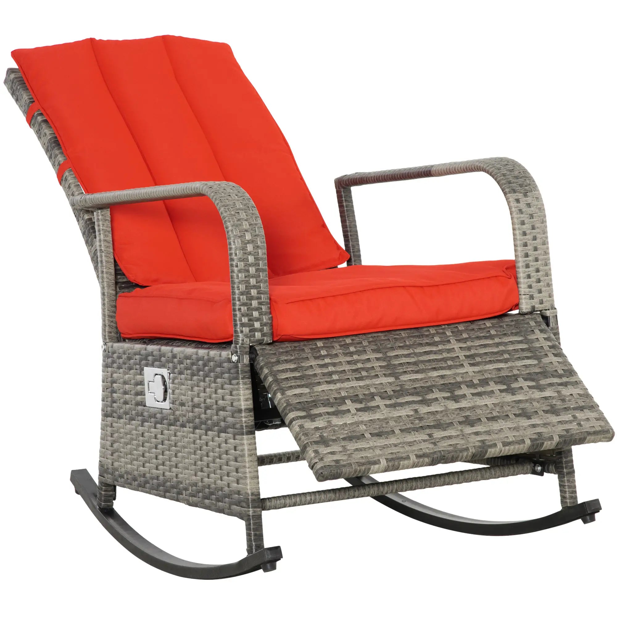 Outdoor Wicker Rocking Chair With Cushion, Red Outdoor Rocking Chairs Brown Rattan, Red Cushion at Gallery Canada