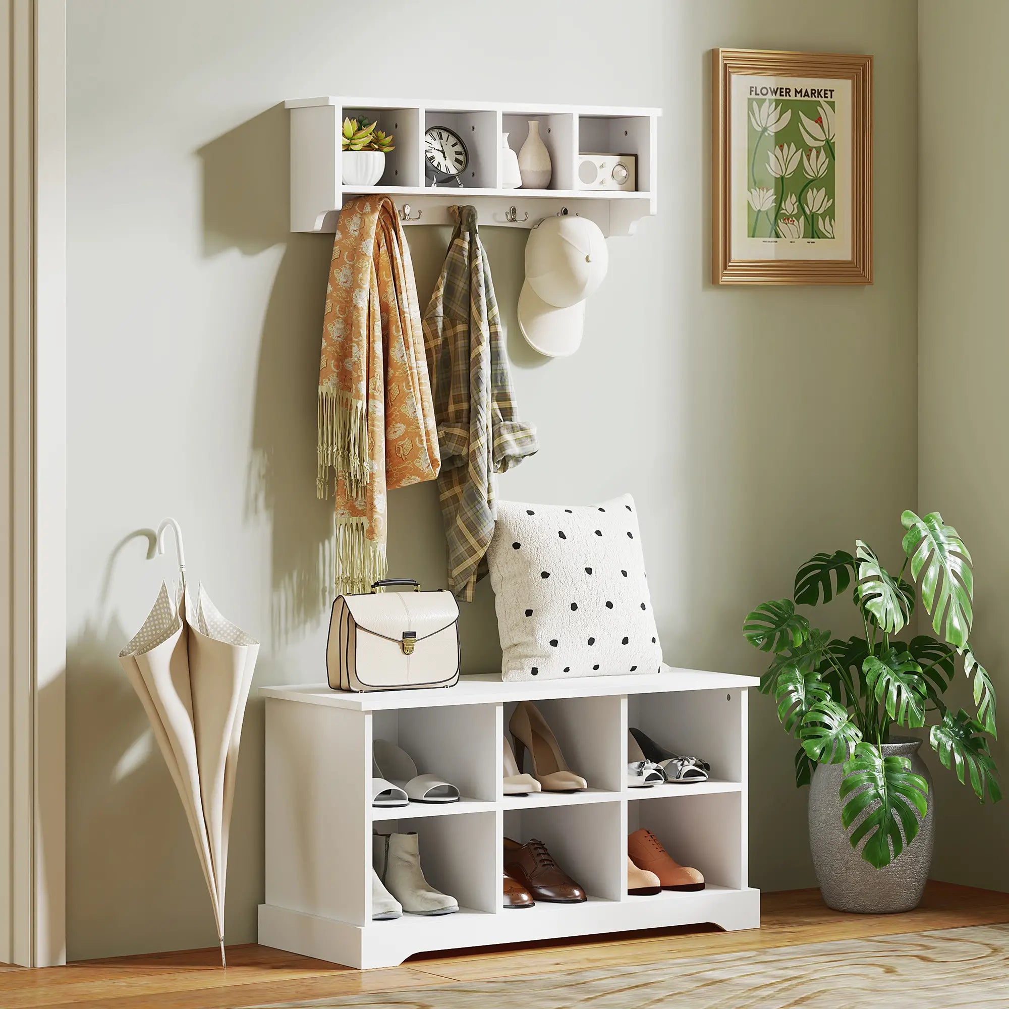 Wall Mount Coat Rack with Shelf, 28
