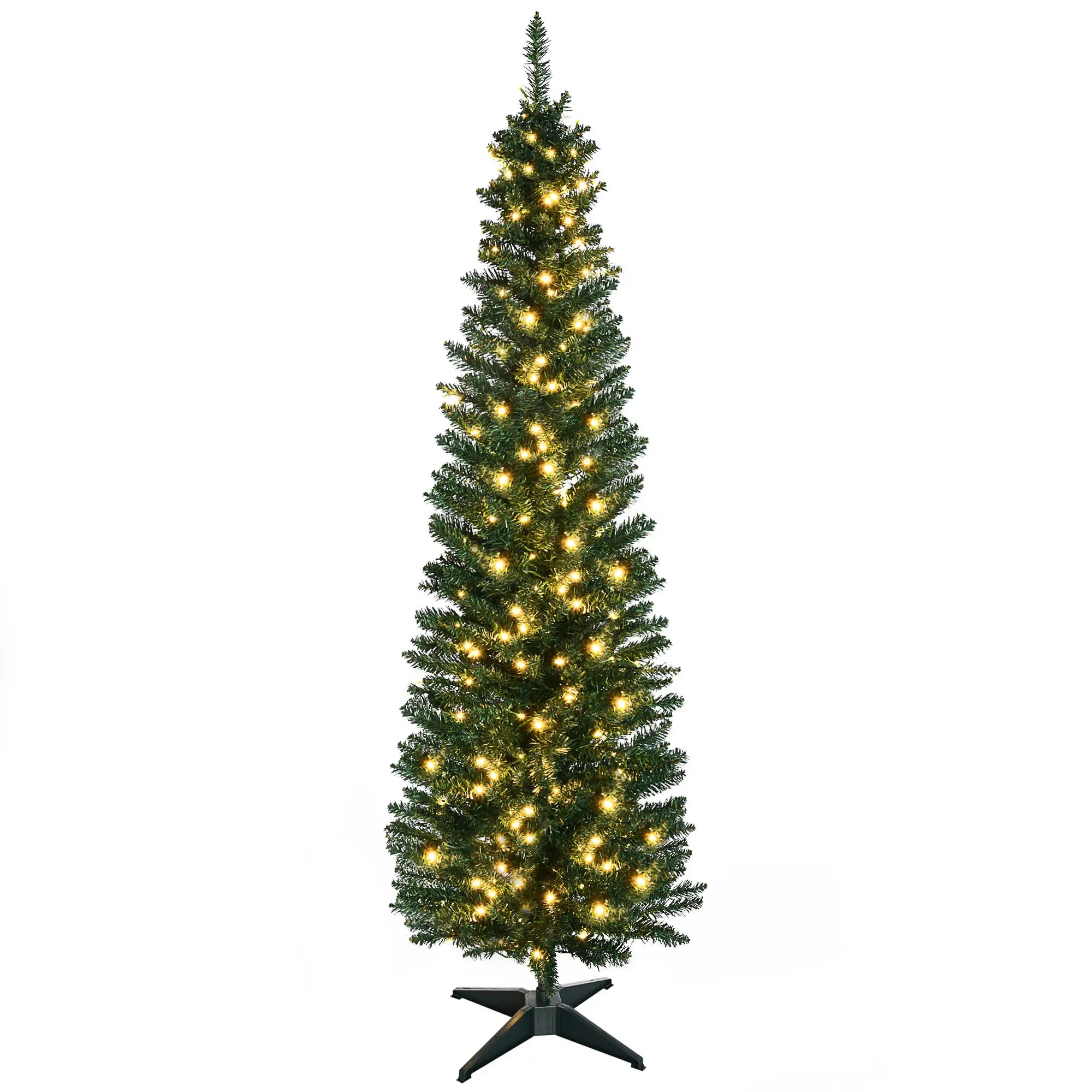 7' Pre Lit Artificial Pencil Christmas Tree, Green Pencil Christmas Trees Multi Colour at Gallery Canada
