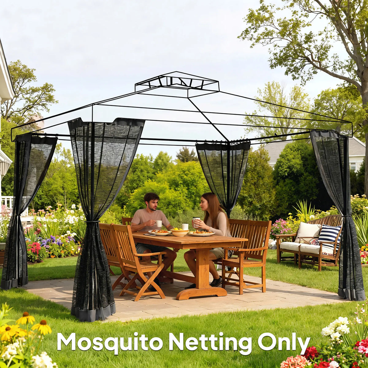 Mosquito Netting For Gazebo, 10' x 12', Black Gazebo Sidewalls at Gallery Canada