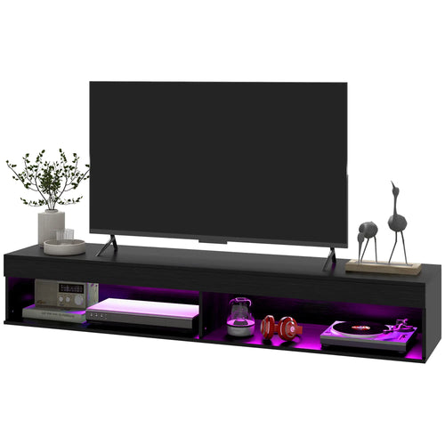 Wall Mounted TV Stand with Storage, LED Lights, 75
