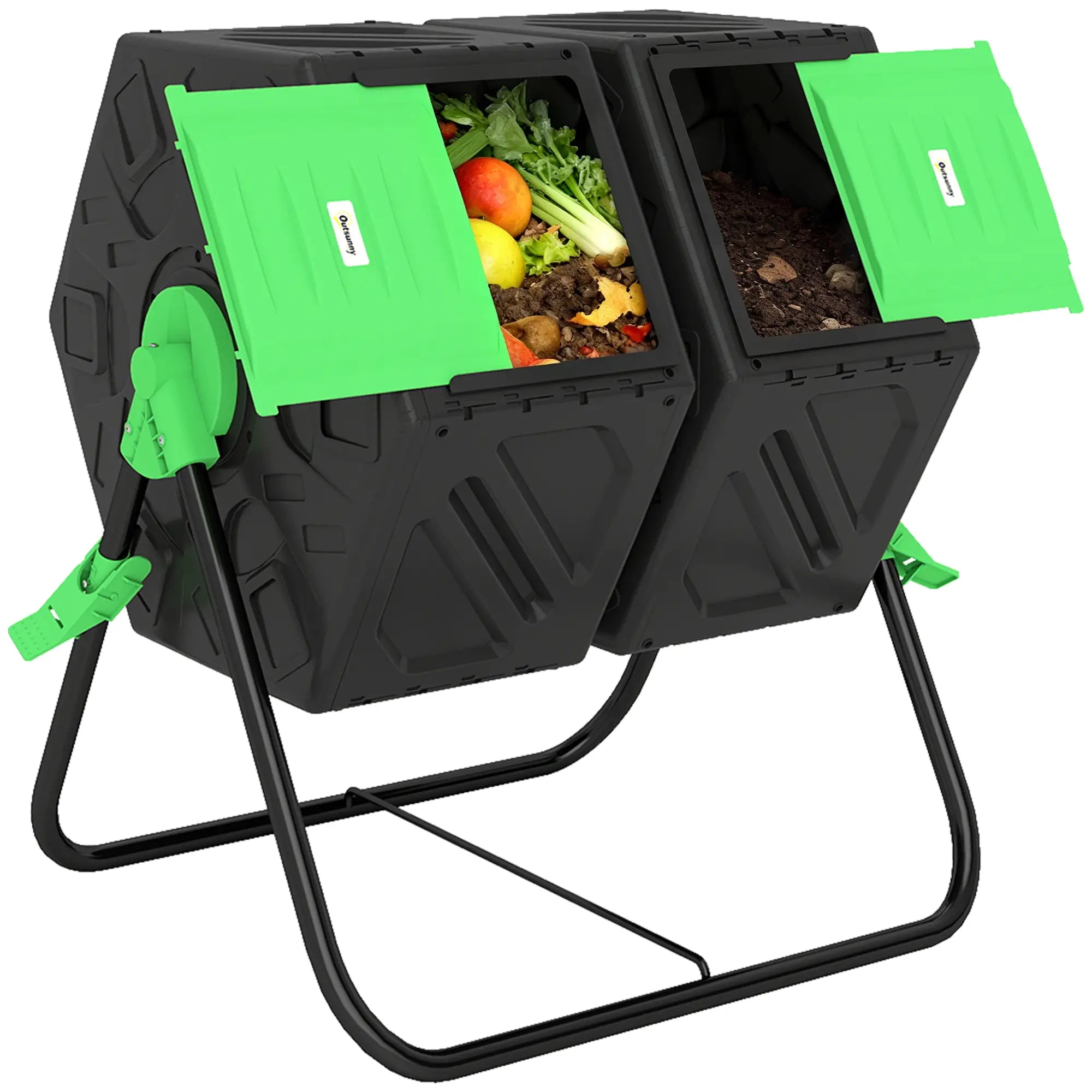 Rotating Composter, Dual Chamber Bin, 24 Vents, Steel Legs, 34.5 Gallon, Green Garden Accessories at Gallery Canada