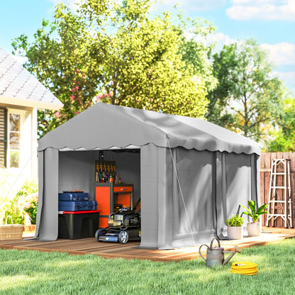 Portable Shed, 13' x 10', Roll-up Zipper Door, Removable Sidewalls, Light Grey Portable Shed at Gallery Canada
