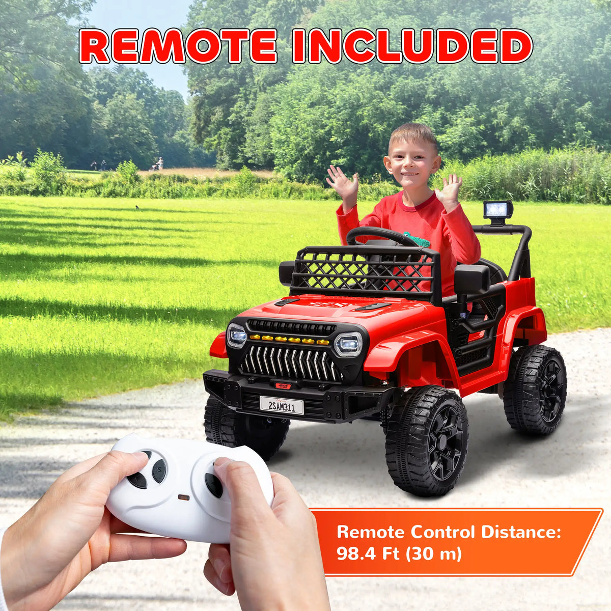12V Ride On Truck, Electric Car For Kids, Remote Control, Red Electric Toy Cars at Gallery Canada