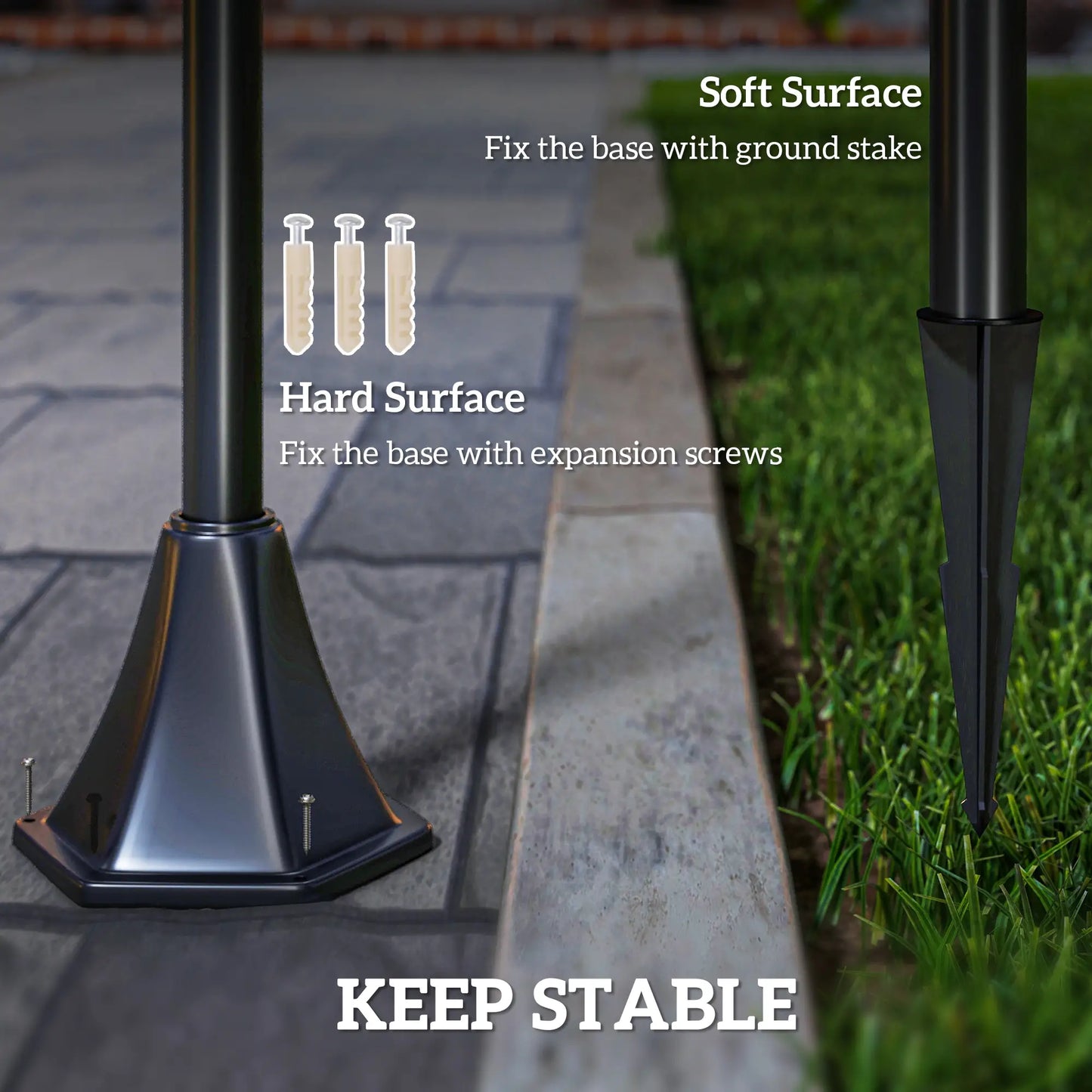 Solar Lamp Post, LED Streetlight, Outdoor Light, Waterproof, 47"H, Black Solar Post Lamps at Gallery Canada