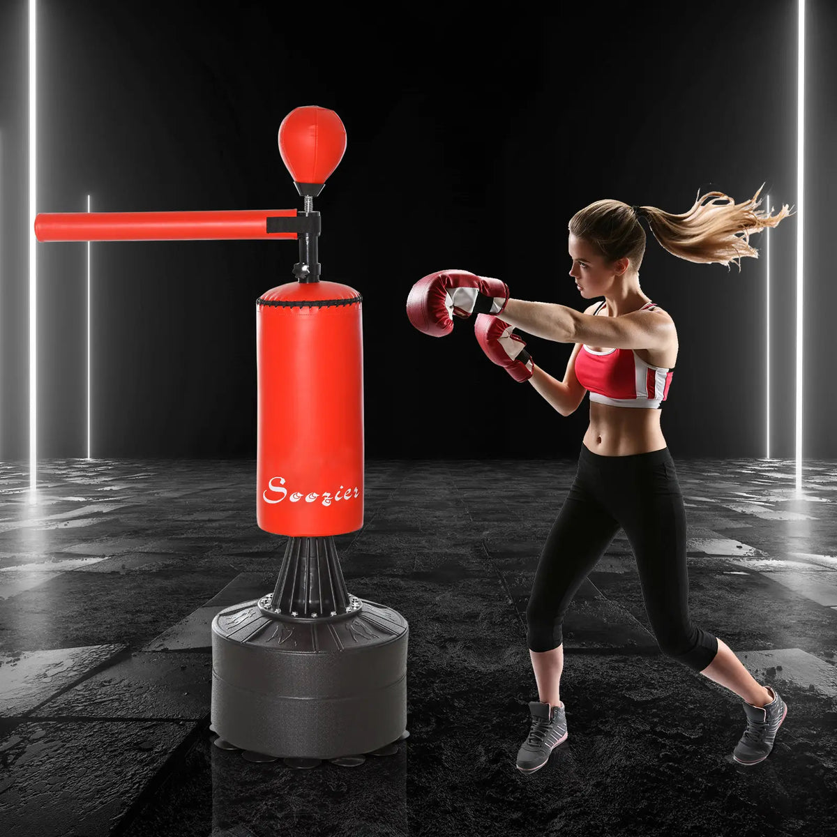 Freestanding Boxing Punch Bag Stand, 360° Rotating Arm, Speed Ball, Adjustable Height Punching Bag Hangers at Gallery Canada