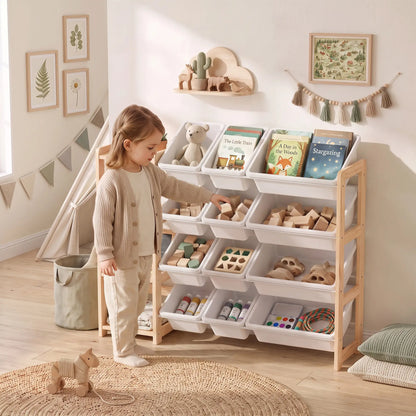 Kids Toy Storage Organizer, 3 Shelves, 12 Bins, Natural Baby & Kids Storage at Gallery Canada