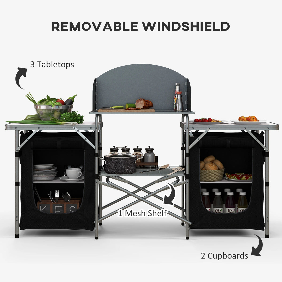 Aluminum Camping Table, Folding Kitchen with Windshield, Bag, Aluminum Picnic Tables & Camping Chairs at Gallery Canada