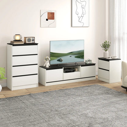 Modern Bedside Tables, Set of 2, 2 Drawers, White Bedside Tables at Gallery Canada