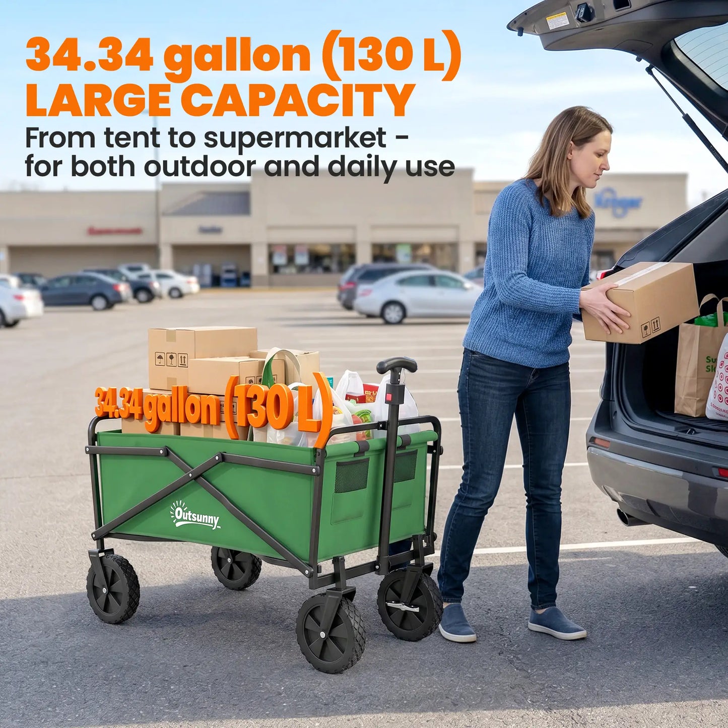 Folding Wagon Cart, Heavy Duty Outdoor Utility, Collapsible Garden Trolley, Steel Frame, Oxford Fabric Folding Garden Carts at Gallery Canada