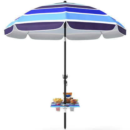Adjustable Tilt Beach Umbrella, 78" Multicolor, Foldable Table Cup Holder, Multicolor