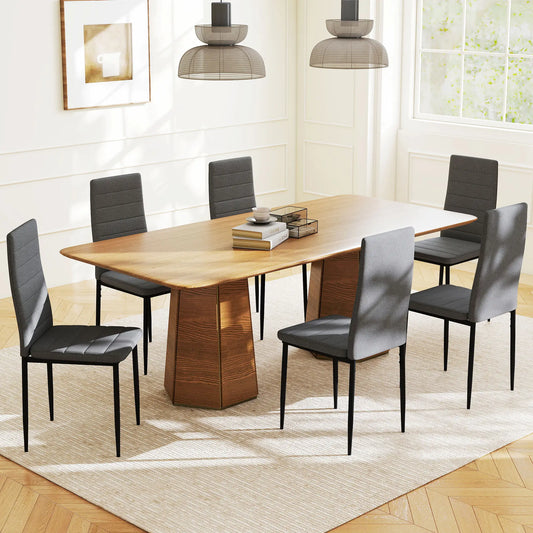 Modern Dining Chairs, Set of 6, High Back Linen Fabric, Grey Dining Chairs Linen Fabric Grey at Gallery Canada