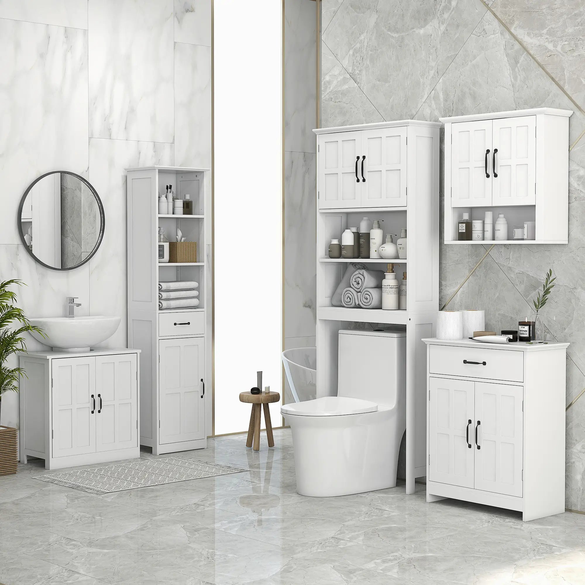 Bathroom Cabinet, 2 Doors, Adjustable Shelves, 23.6