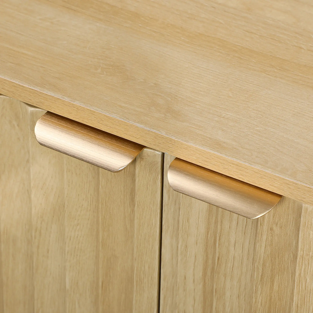 Fluted Sideboard Buffet, 55" Coffee Bar Cabinet, 4 Doors, 2 Shelves, Nature Wood Storage Cabinets at Gallery Canada