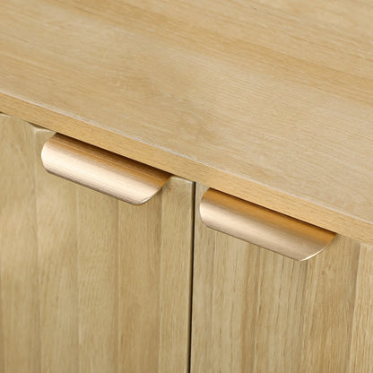 Fluted Sideboard Buffet, 55" Coffee Bar Cabinet, 4 Doors, 2 Shelves, Nature Wood Storage Cabinets at Gallery Canada