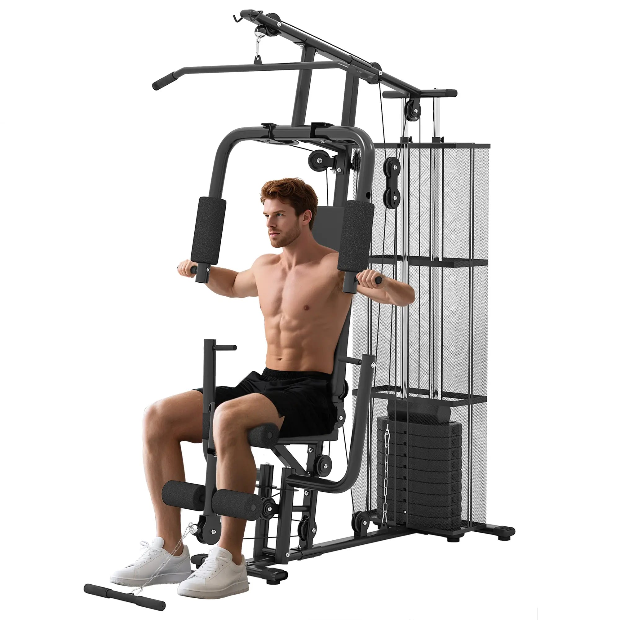 Multifunction Home Gym, 100Lbs Weight Stack, Lat Pulldown, Leg Extensions, Black Power Towers Black at Gallery Canada