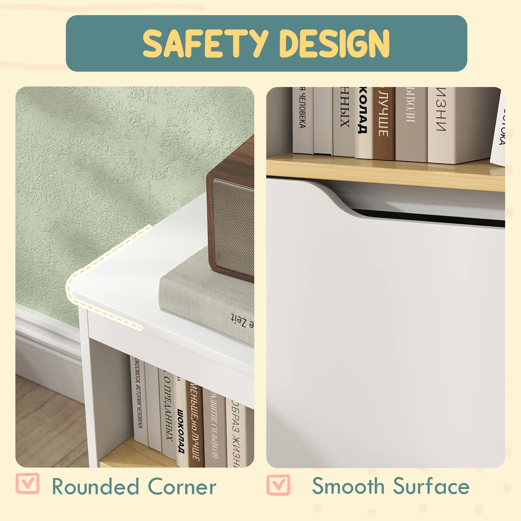 Kids Bookshelf with 2 Drawers, Large Tabletop Shelf, White Baby & Kids Storage at Gallery Canada