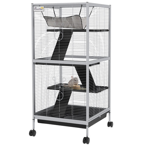 Steel Small Animal Cage, for Guinea Pig, Ferret, Light Grey