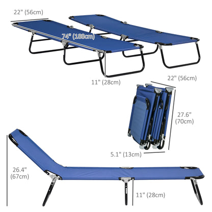 Set of 2 Folding Outdoor Lounge Chairs, Reclining Back, Breathable Mesh, Blue Lounger Chairs at Gallery Canada
