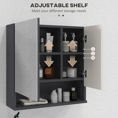 Wall Mounted Medicine Cabinet, Mirrored Door, Adjustable Shelf, Light Grey Mirror Medicine Cabinets at Gallery Canada