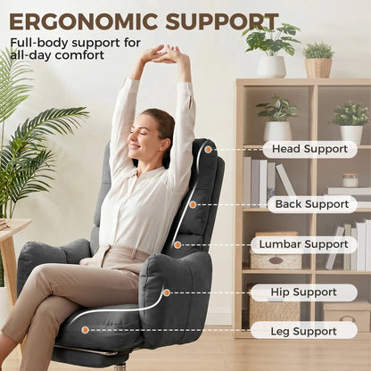 Ergonomic Reclining Office Chair W/ Foot Rest, Dark Grey Task Chairs at Gallery Canada