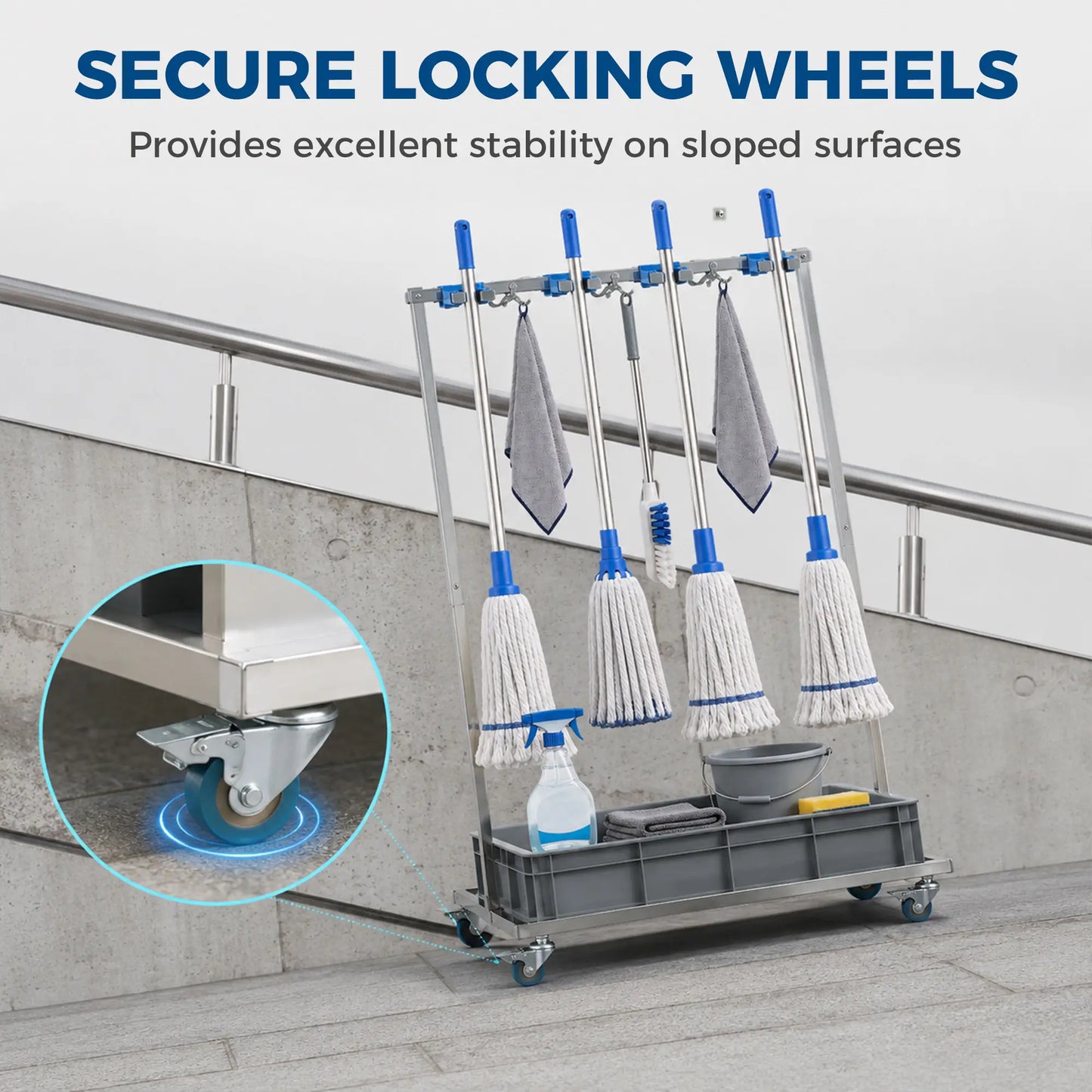 Cleaning Rolling Janitor Cart With Locking Wheels And Drip Tray Household Supplies at Gallery Canada