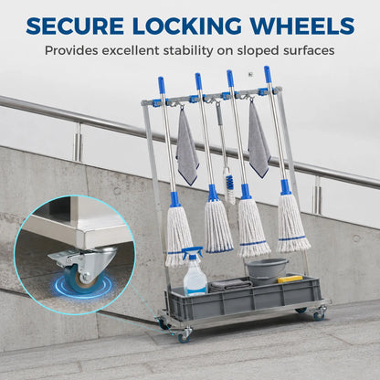 Cleaning Rolling Janitor Cart With Locking Wheels And Drip Tray Household Supplies at Gallery Canada