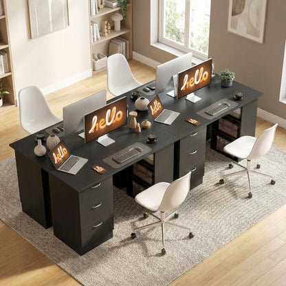 Computer Desk With Shelves And Drawers, 47", Black Writing Desks at Gallery Canada