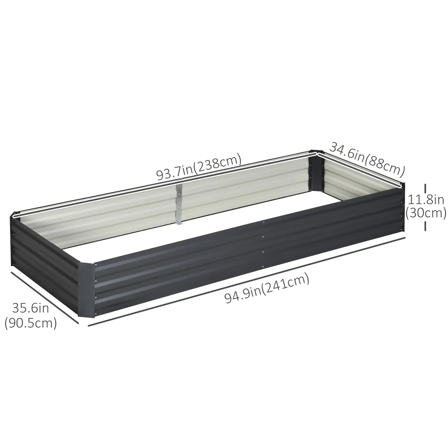95" x 36" x 12" Galvanized Raised Garden Bed, Metal Planter Box for Flowers, Herbs, Succulents, Grey Galvanized Planter Boxes at Gallery Canada