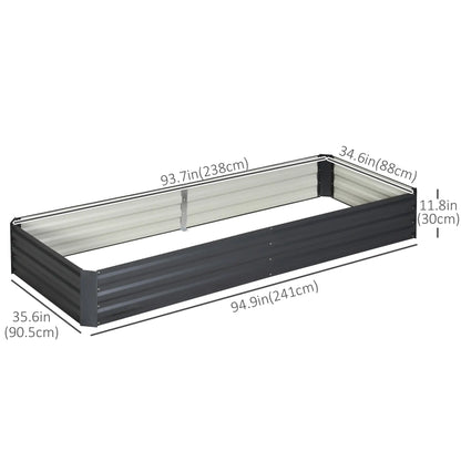 95" x 36" x 12" Galvanized Raised Garden Bed, Metal Planter Box for Flowers, Herbs, Succulents, Grey Galvanized Planter Boxes at Gallery Canada