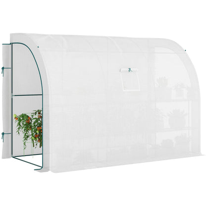 Walk-In Greenhouse, 10' x 5' x 7', PE Cover, Windows, Shelves, White Walk In Greenhouses White at Gallery Canada