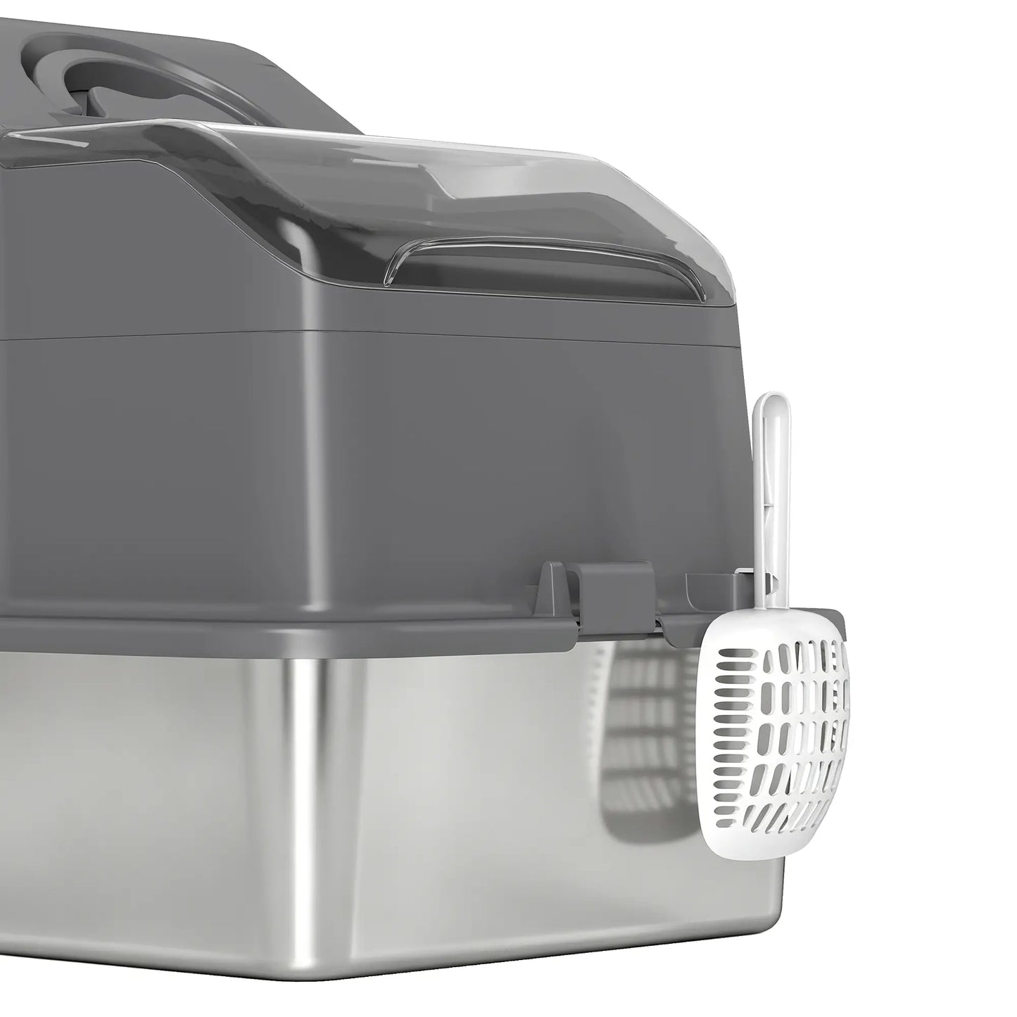 Extra Large Stainless Steel Cat Litter Box, High Sided, Dark Grey Cat Litter Box Enclosures at Gallery Canada