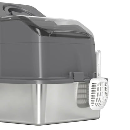 Extra Large Stainless Steel Cat Litter Box, High Sided, Dark Grey Cat Litter Box Enclosures at Gallery Canada