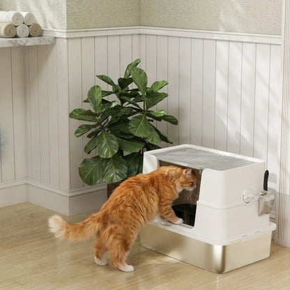 XL Stainless Steel Litter Box With Lid, Extra Large Covered Cat Litter Box Cat Litter Box Enclosures at Gallery Canada