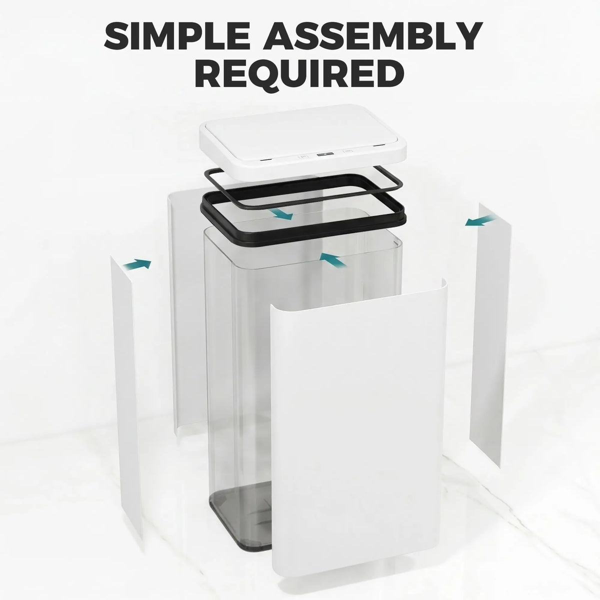 50 L Automatic Garbage Can, Soft-Close Lid, Stainless Steel, White Kitchen Trash Cans at Gallery Canada