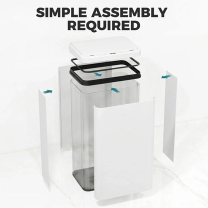 50 L Automatic Garbage Can, Soft-Close Lid, Stainless Steel, White Kitchen Trash Cans at Gallery Canada