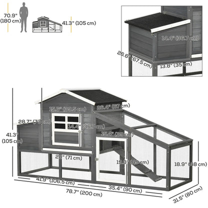 79" Wooden Chicken Coop, Hen House, Poultry Habitat, Grey Chicken Coops at Gallery Canada