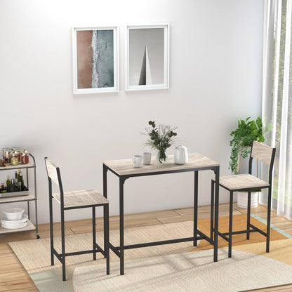 Industrial Bar Table Set, 3 Piece, 2 High Back Stools, Dining Set Bar Sets at Gallery Canada