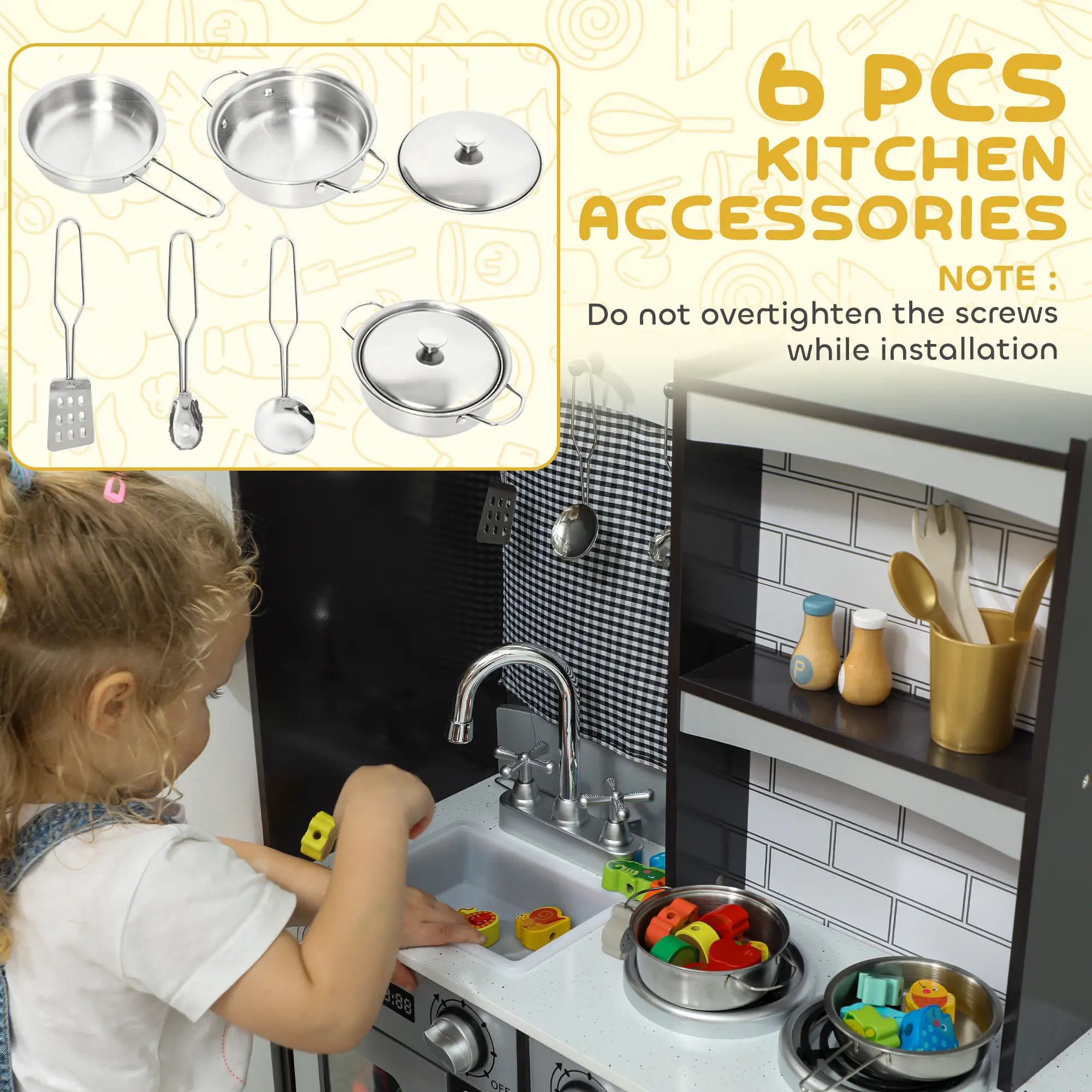 Kids Play Kitchen, Pretend Playset with Sound, Ages 3-8, Dark Brown Play Kitchen at Gallery Canada
