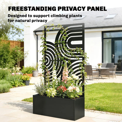 Metal Planter Box With Trellis, 44.5" Raised Garden Bed Privacy Screen Galvanized Planter Boxes at Gallery Canada